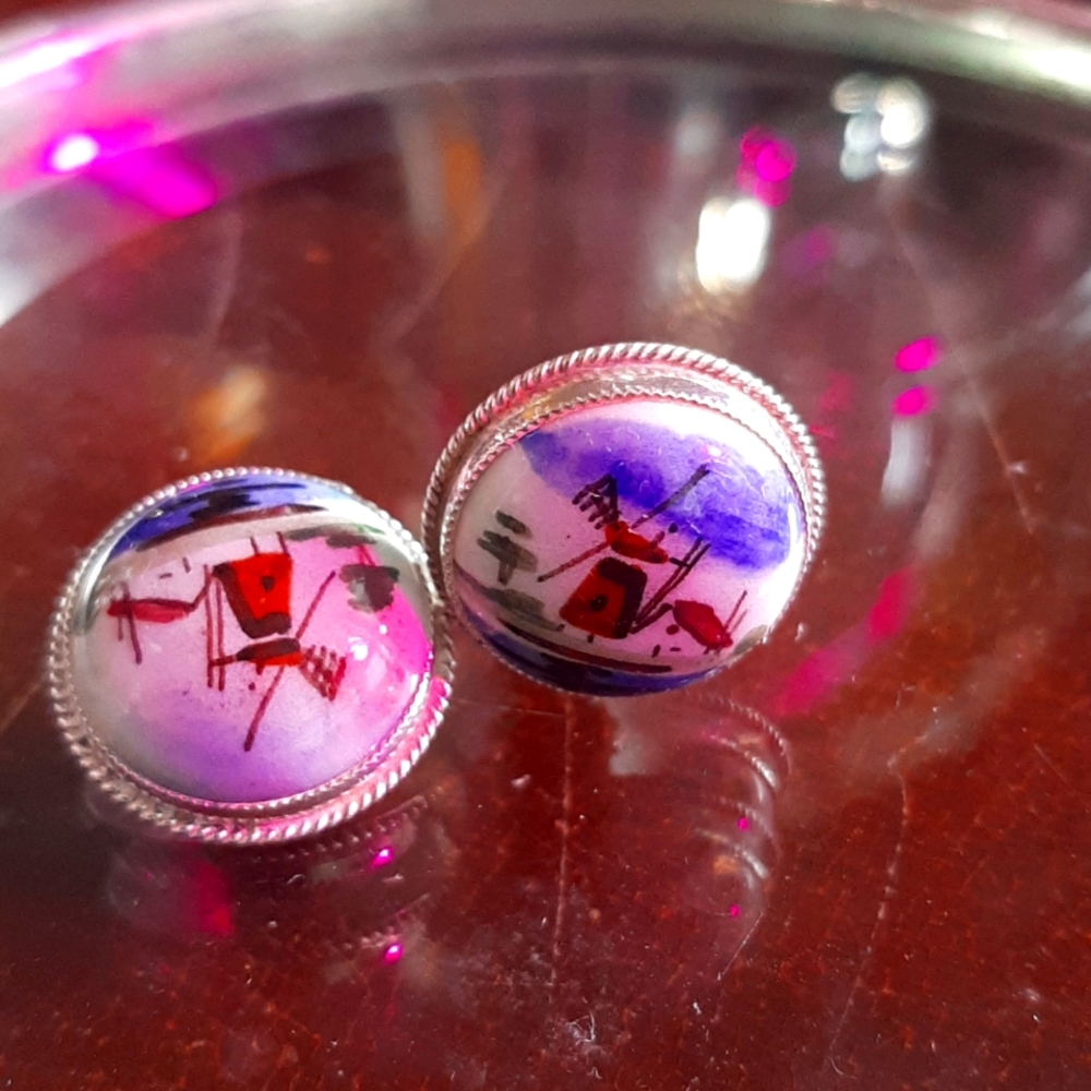 Holland sterling Delft earrings